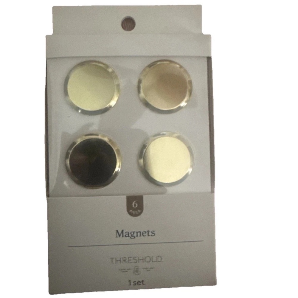 NEW~~Threshold Round Metal Soft Gold Magnets 6 Piece